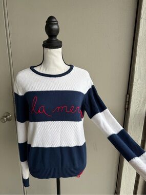Sundry La Mer Striped Sweater Nautical Cotton Blend